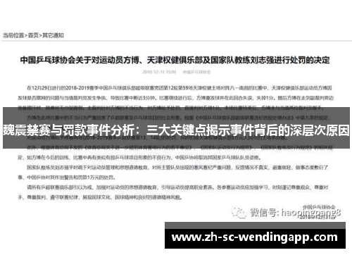 魏震禁赛与罚款事件分析：三大关键点揭示事件背后的深层次原因
